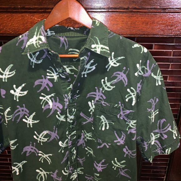 Vintage Short Sleeve Patterned Button Down Shirt - Picture 1 of 3